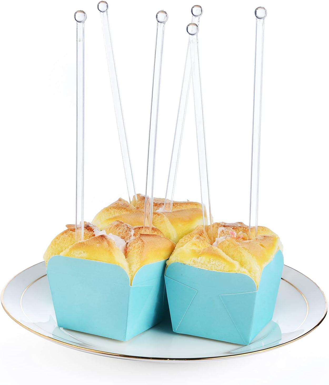 ALINK 50 Counts Gold Glitter Plastic Swizzle Sticks, Crystal Cake Pops, Cocktail Coffee Drink Stirrers, 7.24 Inch