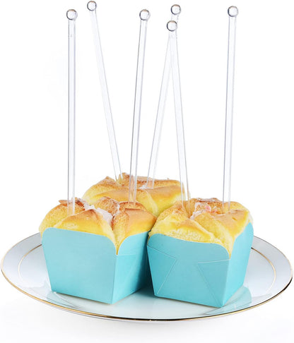 ALINK 50 Counts Gold Glitter Plastic Swizzle Sticks, Crystal Cake Pops, Cocktail Coffee Drink Stirrers, 7.24 Inch