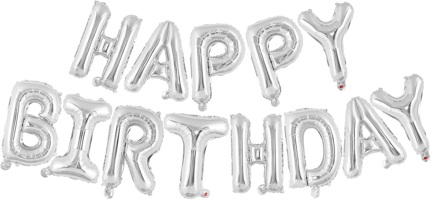 Happy Birthday Balloons Banner, Foil Balloon Personalized Name Letters Balloons Sign Birthday Party Decorations for Women Men Boys Girls Cream