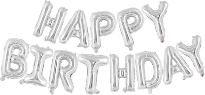 Happy Birthday Balloons Banner, Foil Balloon Personalized Name Letters Balloons Sign Birthday Party Decorations for Women Men Boys Girls Cream