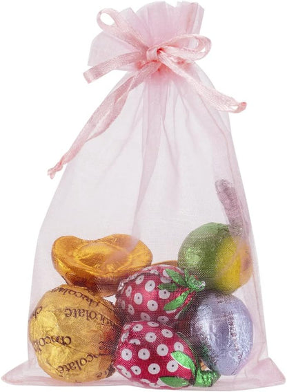 HRX Package 100pcs White Organza Bags, 4x6 inch Mesh Bags Drawstring Gift Bags Jewelry Pouches for Candy Wedding Favors Christmas