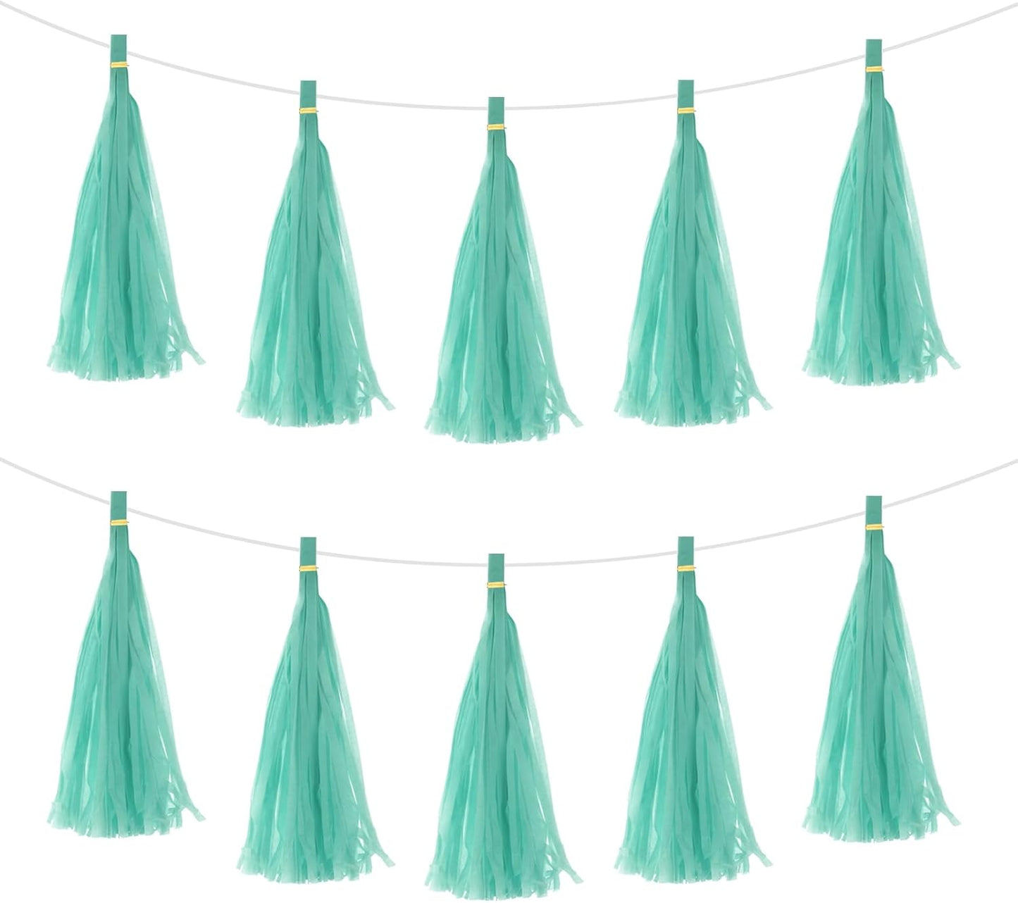 MECCANIXITY 15Pcs Light Blue Tassel Garland Banner with Rope Tissue Paper Tassels Party DIY Kits for Anniversary Wedding Birthday Party
