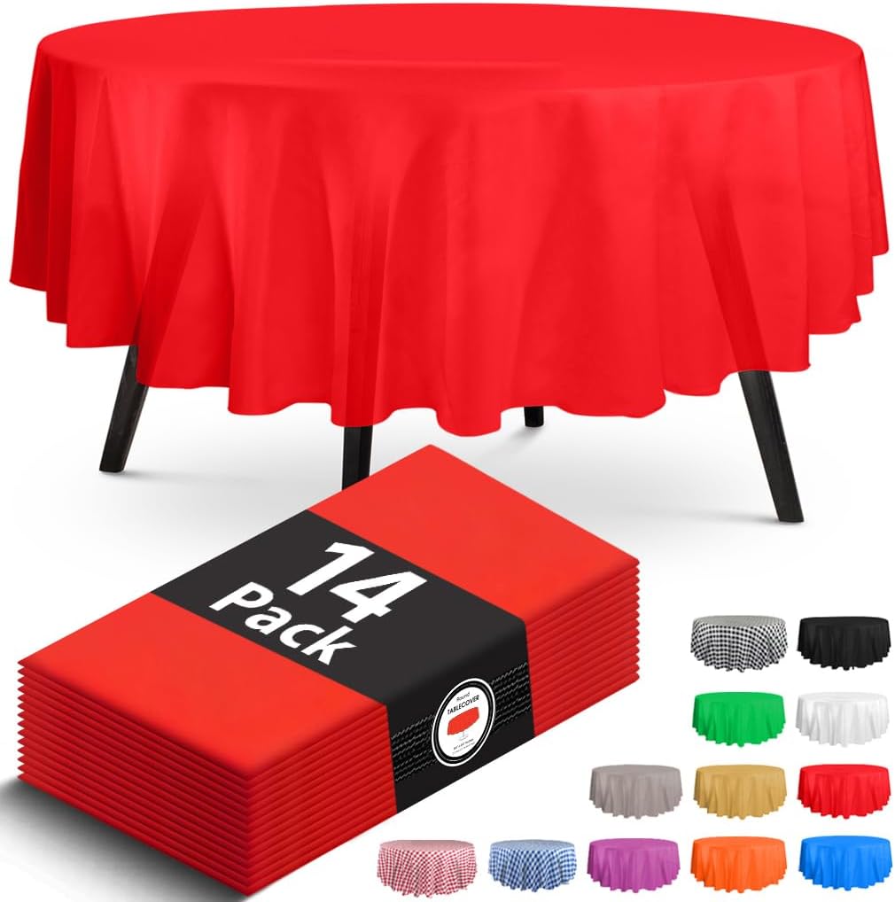 14 Pack Black 54 x 108 in. Rectangle Disposable Plastic Tablecloths - Smooth Decorative Covers for Parties, Weddings