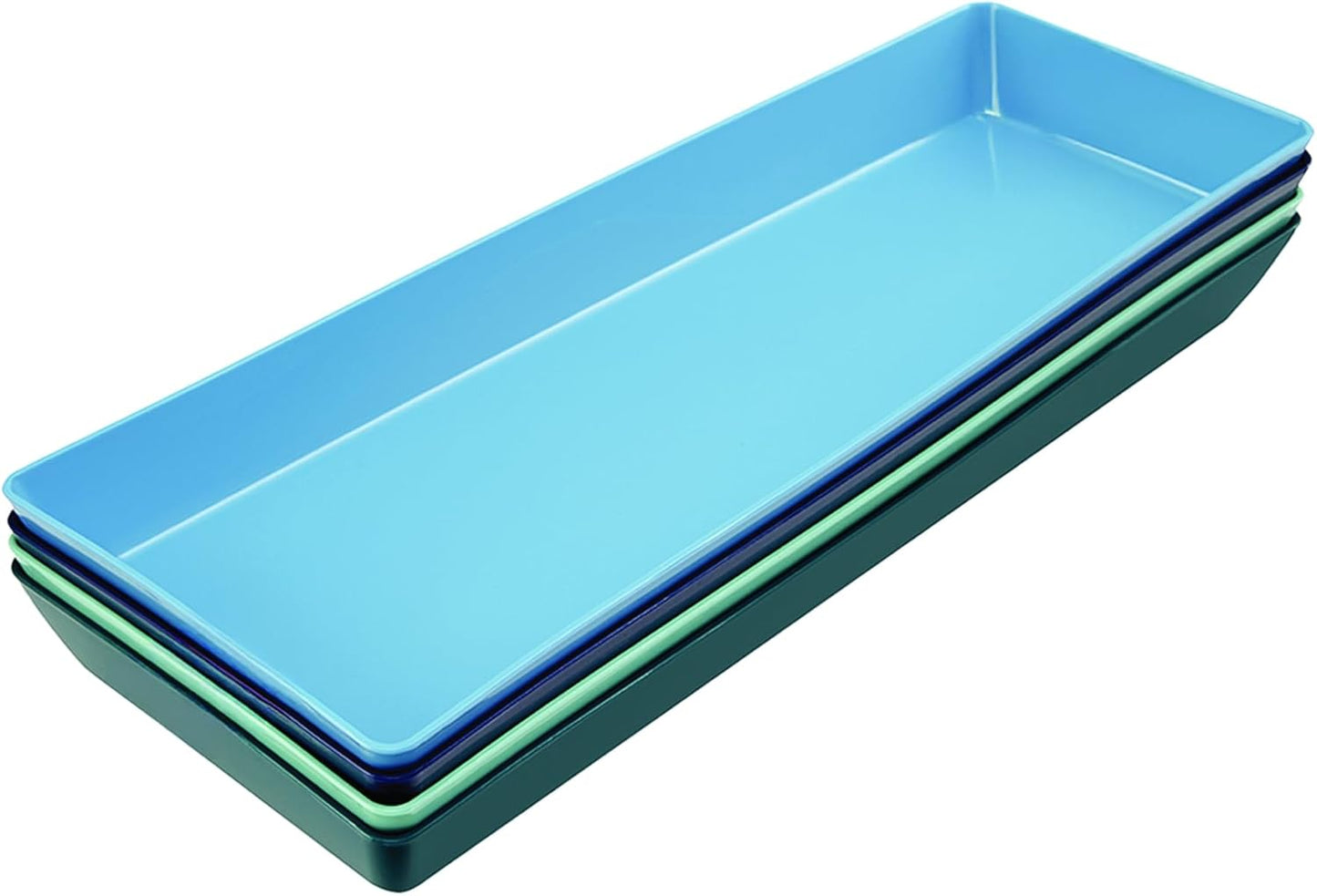 US Acrylic White Plastic Serving Trays (Set of 4) 15” x 10” | Large Unbreakable Reusable Rectangular Party Platters | Serve Appetizers, Fruit, Veggies, & Desserts | BPA-Free & Made in USA