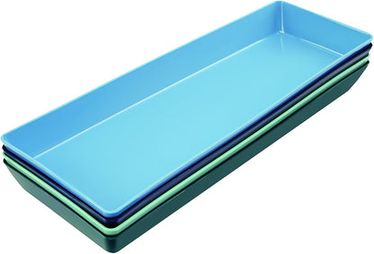 US Acrylic White Plastic Serving Trays (Set of 4) 15” x 10” | Large Unbreakable Reusable Rectangular Party Platters | Serve Appetizers, Fruit, Veggies, & Desserts | BPA-Free & Made in USA