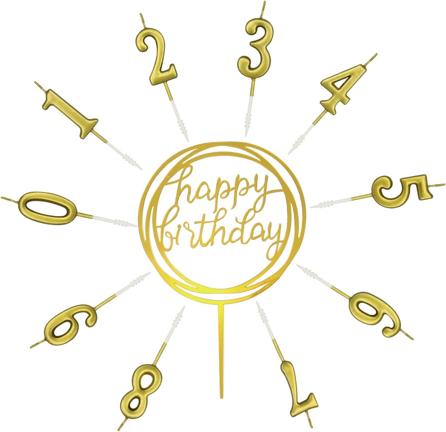 10-Piece Number Birthday Candles - Glitter Cake Toppers for Birthday & Wedding Parties