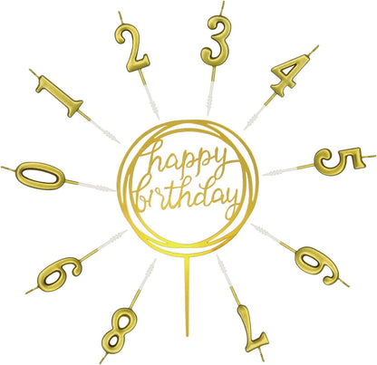 10-Piece Number Birthday Candles - Glitter Cake Toppers for Birthday & Wedding Parties