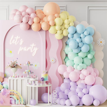Daisy Pastel Balloon Garland Kit 157pcs Pastel Macaron Balloon Arch Kit with Flower Mylar Balloon for Boho Mothers Day Spring Daisy Floral Theme Two Groovy Party Decoration