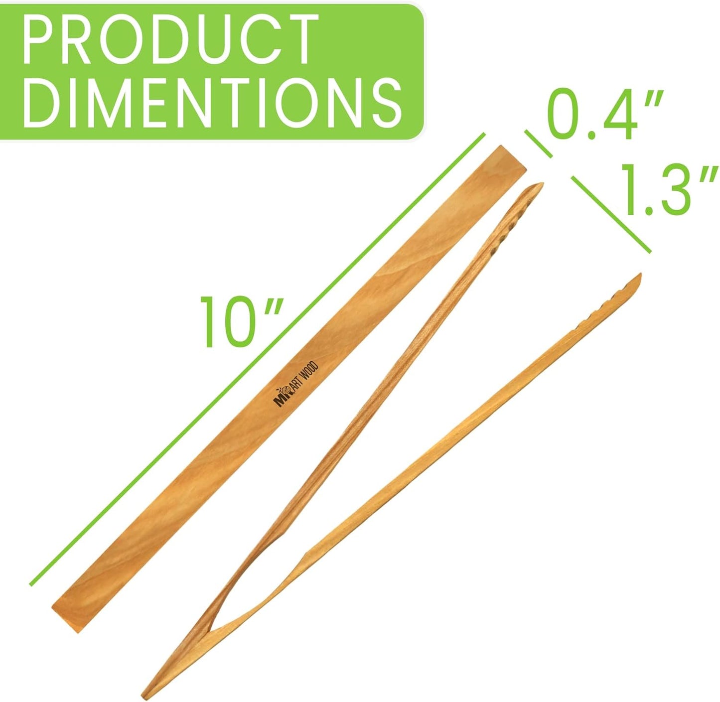 Dark Wood Toaster Tongs Set of 4 – 10 Inch Kitchen Tongs for Toast, BBQ, Cooking & Serving | Premium Dark Hardwood | Stronger & More Durable Than Bamboo Tongs