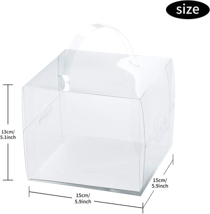 BURLIHOME 25Pcs Clear Cake Box,5x5x4Inch Bakery Boxes with Handle,Party Favor Boxes Ideal for Pie Cookie Candy, Pastry Boxes for Birthday Wedding