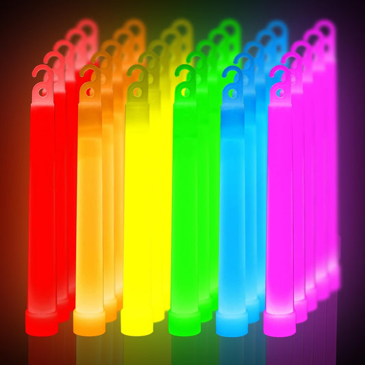 novelinks 50 Pcs 6'' Premium Glow Sticks Bulk - Ultra Bright Large Glow Necklaces Light up Glow in The Dark , Emergency Glow Sticks, Long-lasting Lighting Waterproof