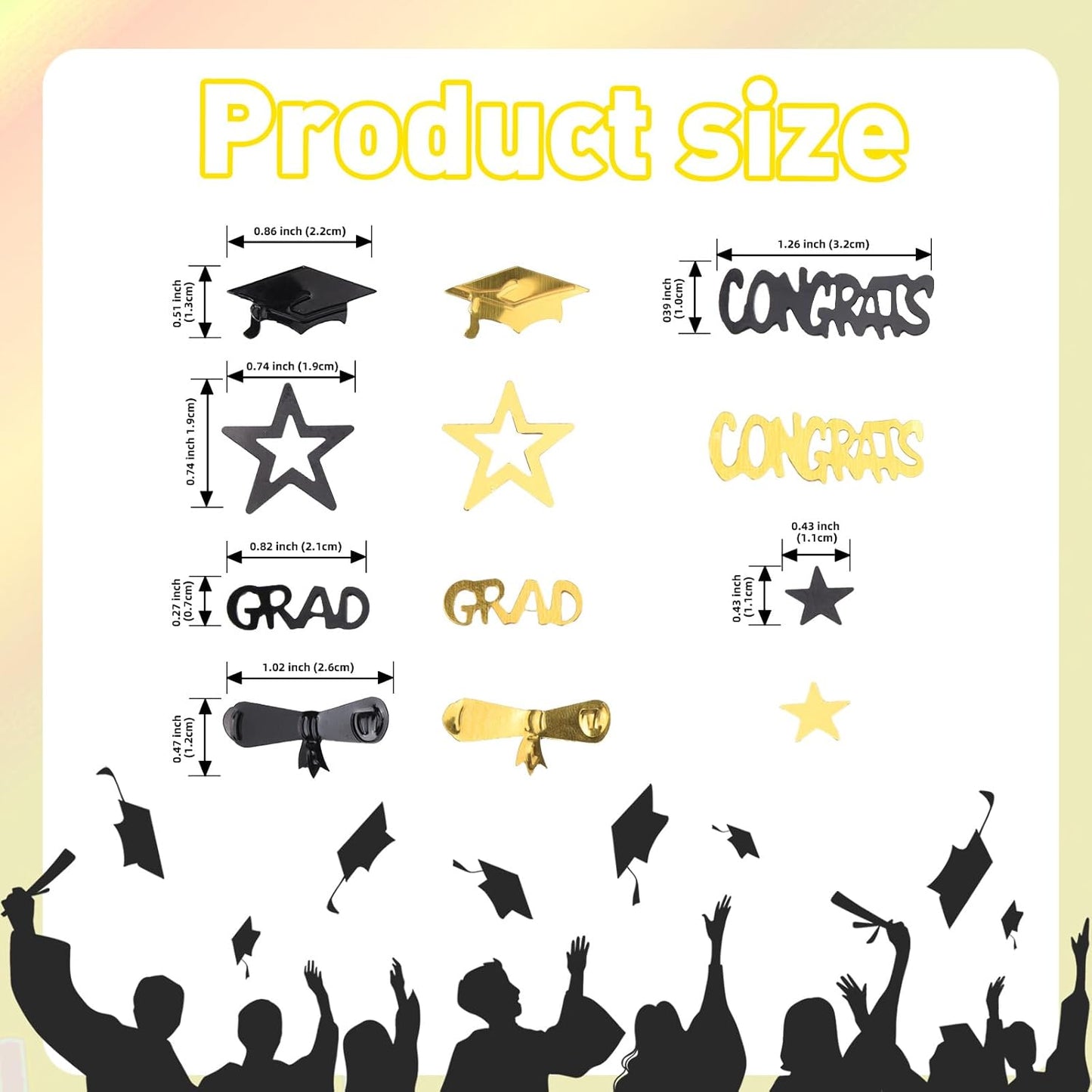 Gold and Black Graduation Confetti 2026, 1000 Pcs Congrats Grad Confetti Class of 2026 Party Table Centerpiece for 2026 Graduation Party Decorations