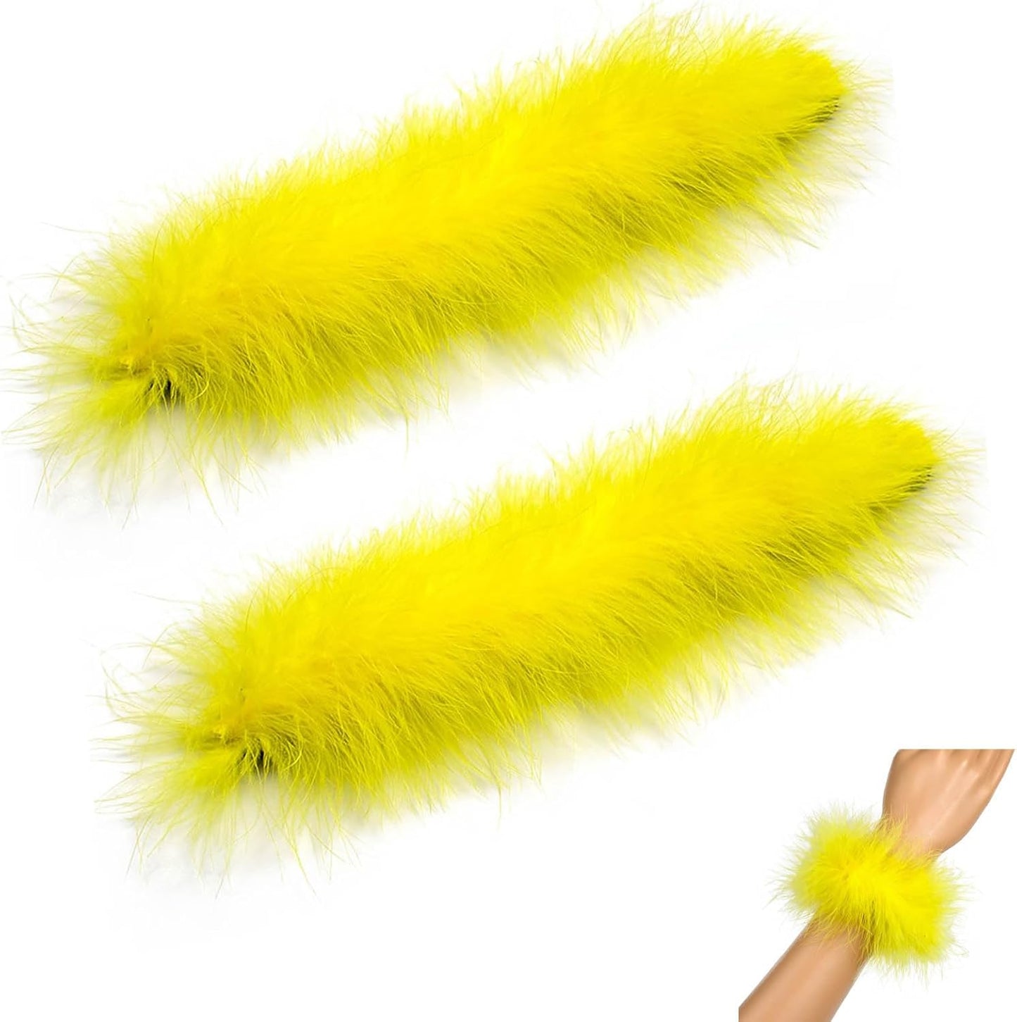 2Pcs Feather Wristbands, 9.65inch Soft Feather Wrist Slap Bracelet Cuffs, Snap Ring, Circle Slap Wrist Decoration Cuffs for Party Decoration