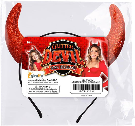 Giraffe Manufacturing Red Devil Horns Headband for Kids and Women - Glitter Devil Ears Dragon Horns Devil Costume Accessories - Cosplay New year Theme Parties Apparel Accessories for Women