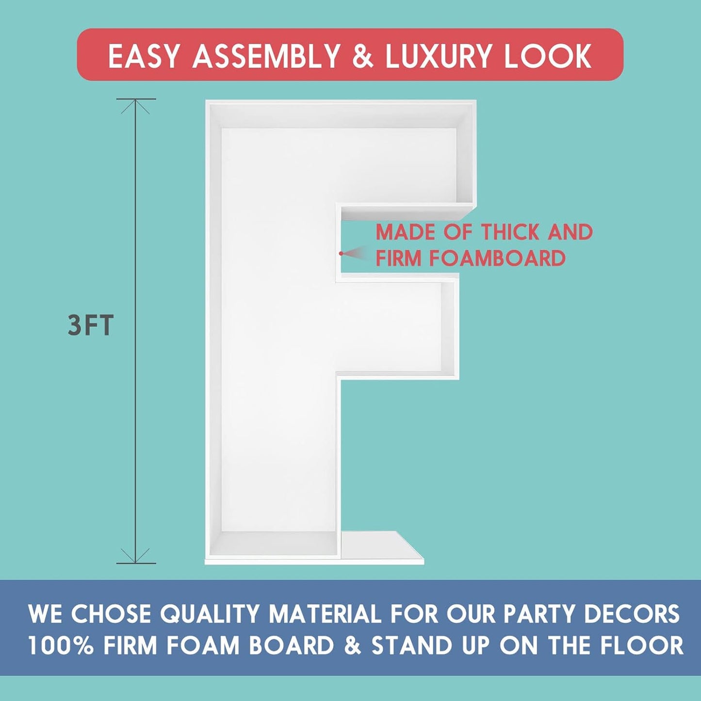 JW Passion - Premium Quality Made 3FT Tall Mosaic Balloon Frame Big Marquee Light Up Letters DIY Kit for Birthday Party Wedding Backdrop Decor Letter A Pre-Cut Foam Board