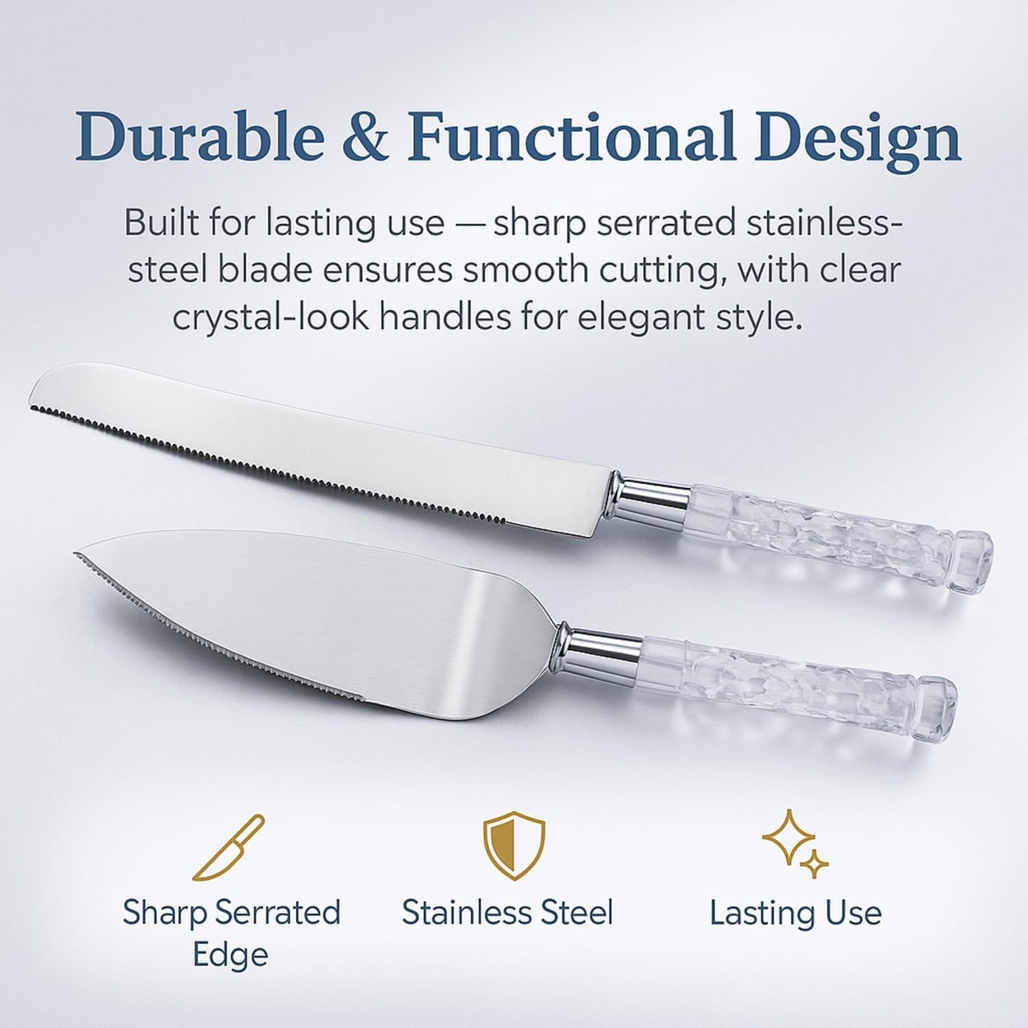 GIFTS INFINITY Personalized Wedding Cake Knife and Server Set with Engraving – Cake Cutting Utensil Set, Keepsake Gift for Wedding, Anniversary, Reception, Birthday & Other Occasions (CH-101WB)
