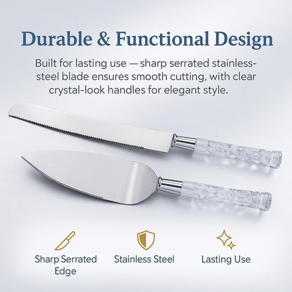 GIFTS INFINITY Personalized Wedding Cake Knife and Server Set with Engraving – Cake Cutting Utensil Set, Keepsake Gift for Wedding, Anniversary, Reception, Birthday & Other Occasions (CH-101WB)