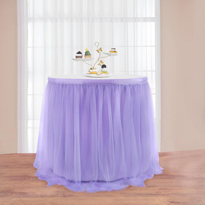 72inch Champagne Gold Tulle Table Skirts for Rectangle Round Tables, Gold Grim Ruffle Tulle Tutu Cloth Table Skirt 6ft for Wedding Birthday Party Cake Dessert Decor(No Top Cover)
