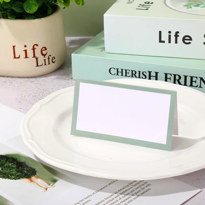 Whaline 100Pcs Navy Blue Place Cards 3.5 x 2 Inch White Blank Tented Cards Wedding Seating Cards for Party Table Setting Supplies