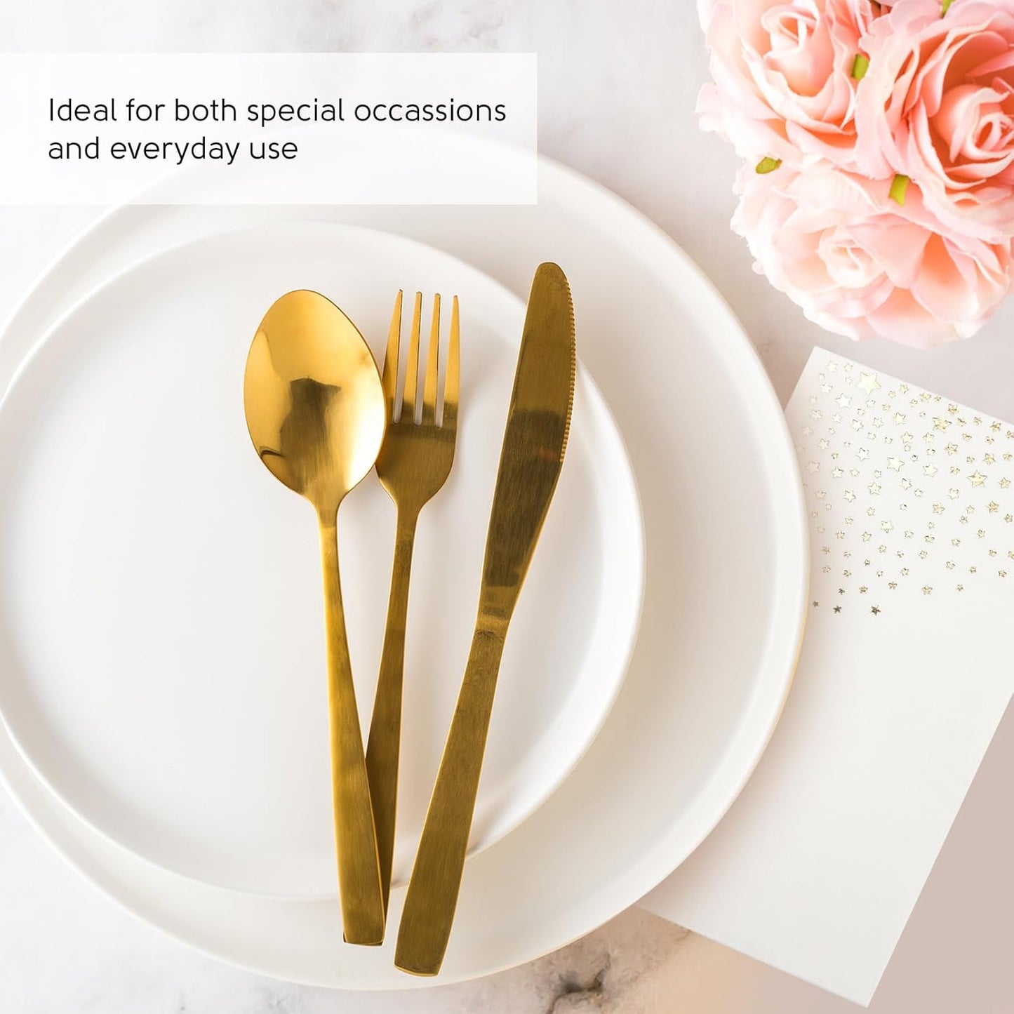 Stylish Gold Dinner Napkins, 100 White and Gold Napkins, Disposable Party Napkins, 7.5x4.25 Inch Wedding Napkins for Reception, 3-Ply Dinner Napkins, Disposable Napkins for Party, Gold Paper Napkins