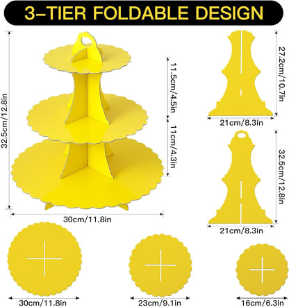 Soleebee 3-Tier Cupcake Stand, Cardboard Cupcake Tower, Dessert Cup Cake Stand Tower for Birthday Wedding Party Decoration, Cupcake Tier Stand 1 Set (Black)