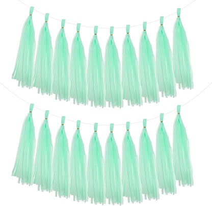 MECCANIXITY 20Pcs Tassel Garland Banner Tissue Paper for Streamers Party Decorations, Valentine's Day Birthday Decor for Women with Rope and Tie Wire (Pink, 14.6Inch)