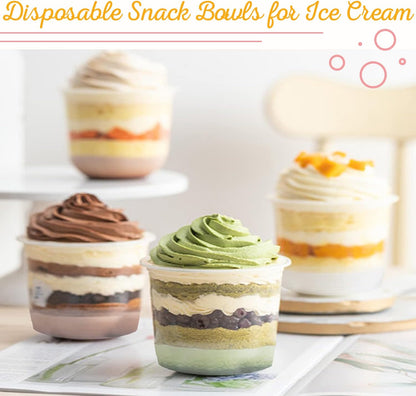 Alaeseje 50 Pack 8oz Disposable Clear Plastic Cups with Dome Lids(Hole in the Lid),PET Dessert Cups,Disposable Snack Bowls for Ice Cream,Cake,Fruit,Parfait, Pudding and Jello Shot