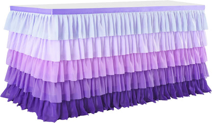 Pastel Rainbow Table Skirt Ruffle Party Tablecloth for Rectangle Table 6ft Birthday Party Baby Shower