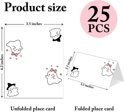 25 Pack Pink Plaid Bow Place Cards, Editable Name Cards for Table Setting, Tent Cards Food Label for Dinner Party, Bridal Shower, Wedding, Baby Shower and Events -T30