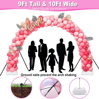 Balloon Arch Kit and Balloon Pump, 9Ft Tall & 10Ft Wide Adjustable Balloon Arch Stand Kit with Electric Pump, Balloons and Accessories for Birthday, Wedding, Graduation Party Decoration