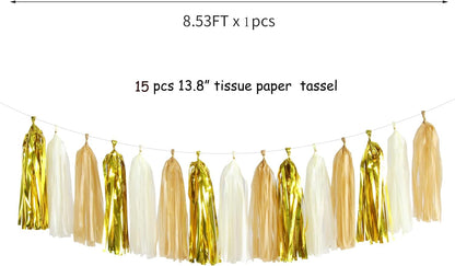 Navy-Blue White-Silver Tassel Garland Streamers - 15pcs Party Decorations Tissue Paper Tassels Banner,Graduation 2025 Wedding Baby Bridal Shower Hanging Decoration Boy Birthday Backdrop Decor Panduola