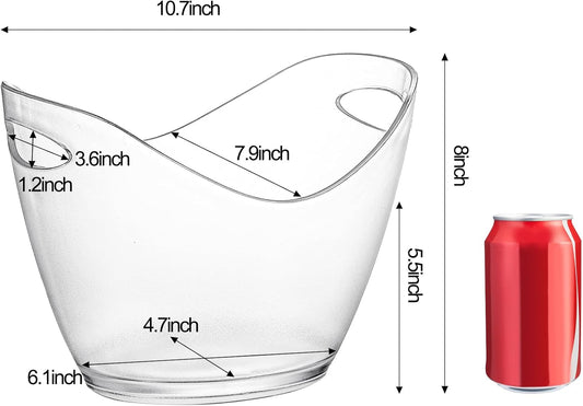 Yesland Ice Bucket Frosted Plastic 3.5L (10.5"x8"x7.75") - Perfect for 2 Wine, Champagne or Beer Bottles