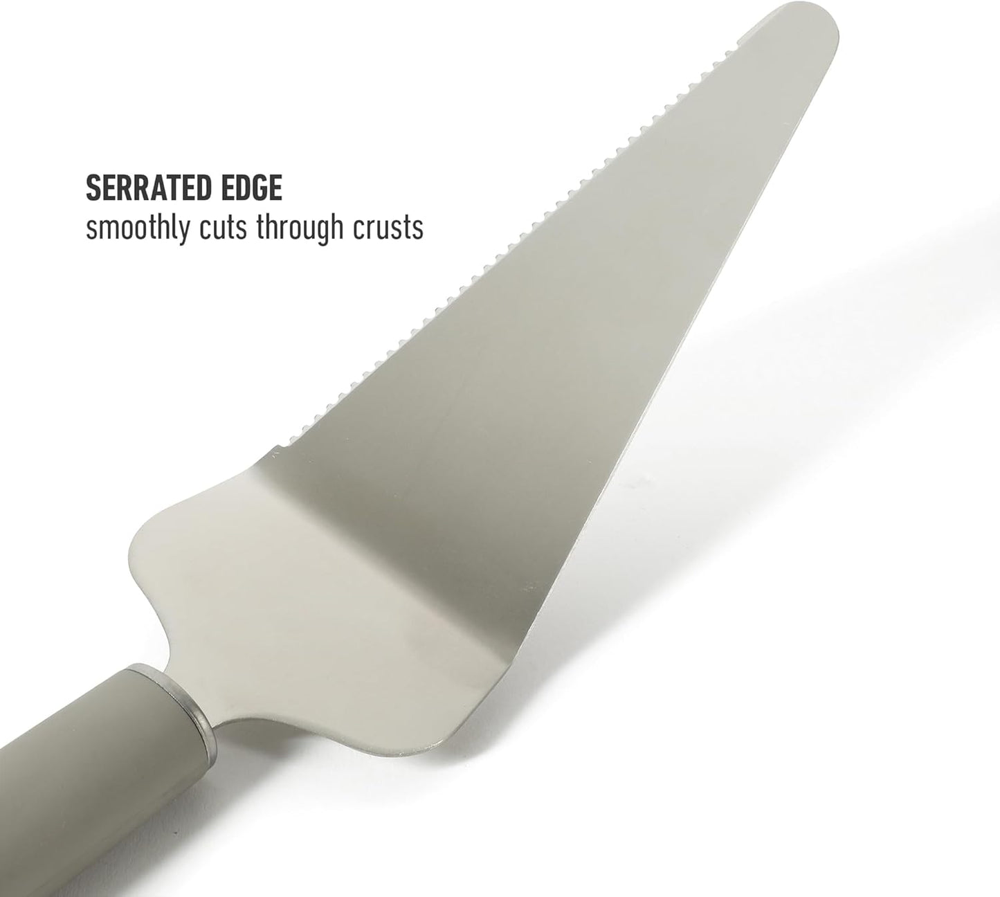 Calphalon Edge Stainless Steel Pie Server w/Thermoplastic Rubber Handle - Taupe