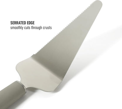 Calphalon Edge Stainless Steel Pie Server w/Thermoplastic Rubber Handle - Taupe