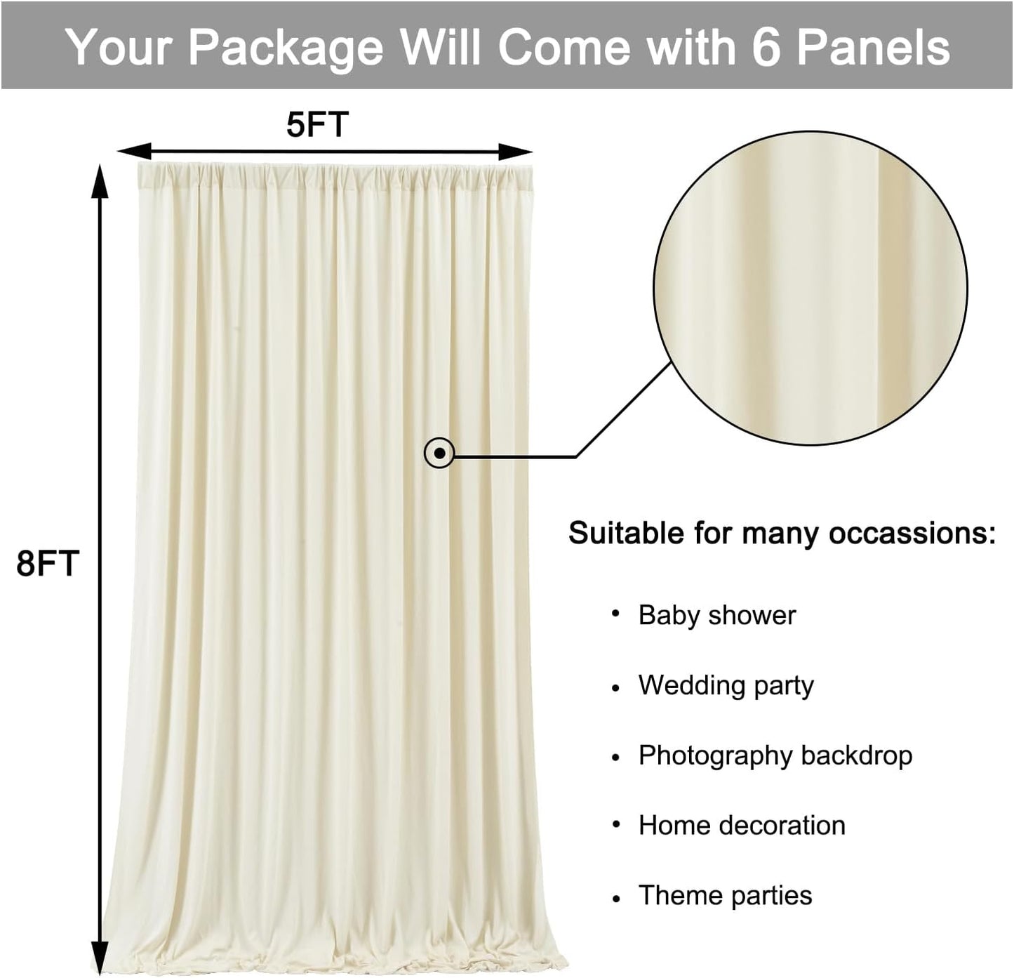 10 ft x 10 ft Wrinkle Free White Backdrop Curtains for Wedding Parties, Polyester Photography Backdrop Drapes for Birthday Parties Stage Backdrop Stand, 2 Panels 5x10FT Background Curtains
