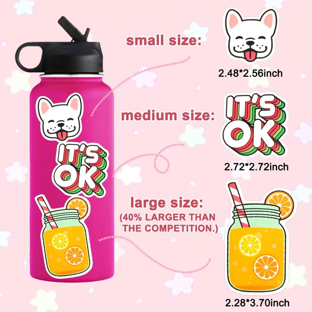 QTL Neon Stickers for Teens & Students Prizes, Waterproof Vinyl Party Favor Stickers, School Rewards, Water Bottle and Laptop, 50PCS - Colors B