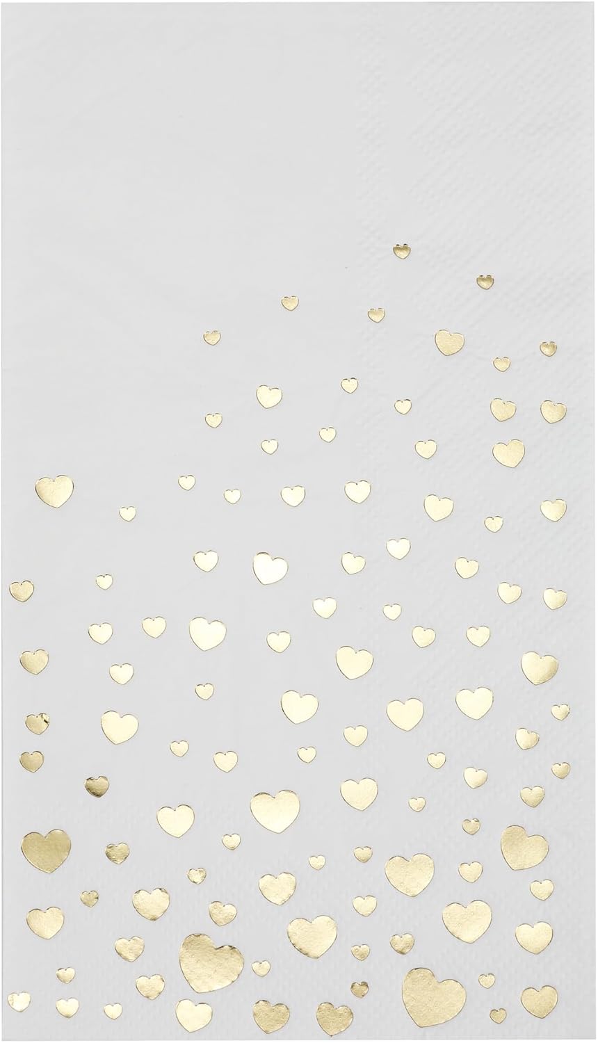 Stylish Gold Dinner Napkins, 100 White and Gold Napkins, Disposable Party Napkins, 7.5x4.25 Inch Wedding Napkins for Reception, 3-Ply Dinner Napkins, Disposable Napkins for Party, Gold Paper Napkins