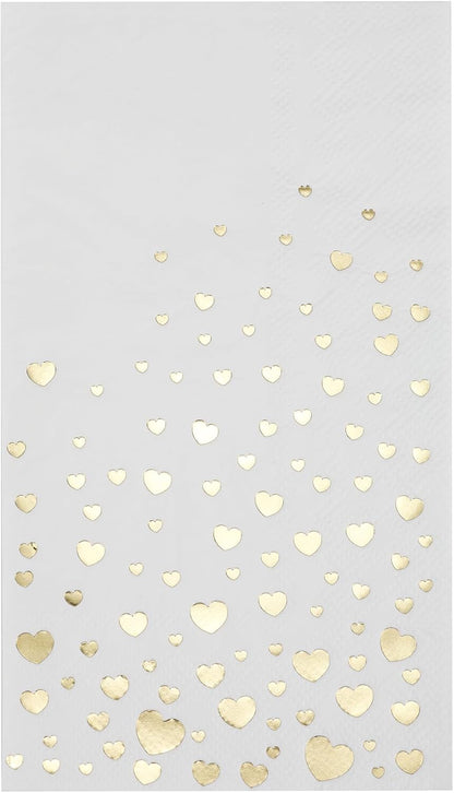 Stylish Gold Dinner Napkins, 100 White and Gold Napkins, Disposable Party Napkins, 7.5x4.25 Inch Wedding Napkins for Reception, 3-Ply Dinner Napkins, Disposable Napkins for Party, Gold Paper Napkins
