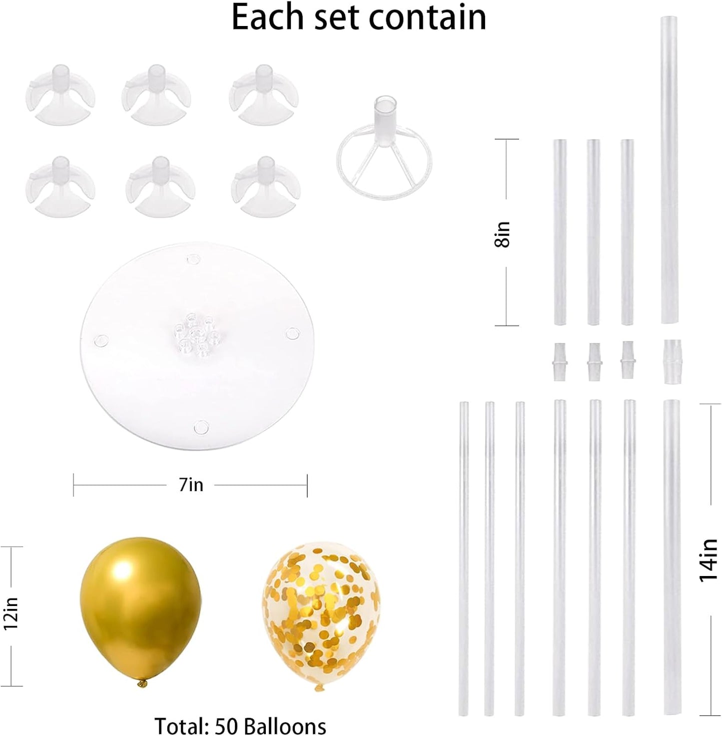 4 Set Balloon Stand Kit for Table Centerpieces With Balloon and Base Party Decorations for Birthday Wedding Retirement Graduation Baby Shower (Navy Silver)
