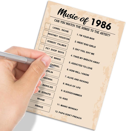 QUPT 40th Birthday Party Games, Movies in 1986 Games, Birthday Party Supplies for Adults, Fun 1986s Party Game，Pack of 30 Cards