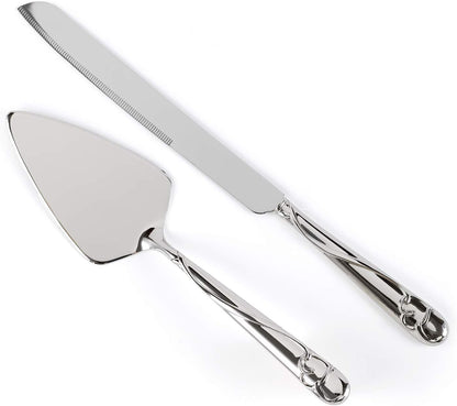 Hortense B. Hewitt Wedding Accessories Cake Knife and Server Set, Glittering Beads
