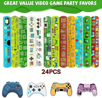 74PCS Video Game Party Favor 50PCS Video Party Stickers&24PCS Slap Bracelets Game Supplies Team Gift Filler