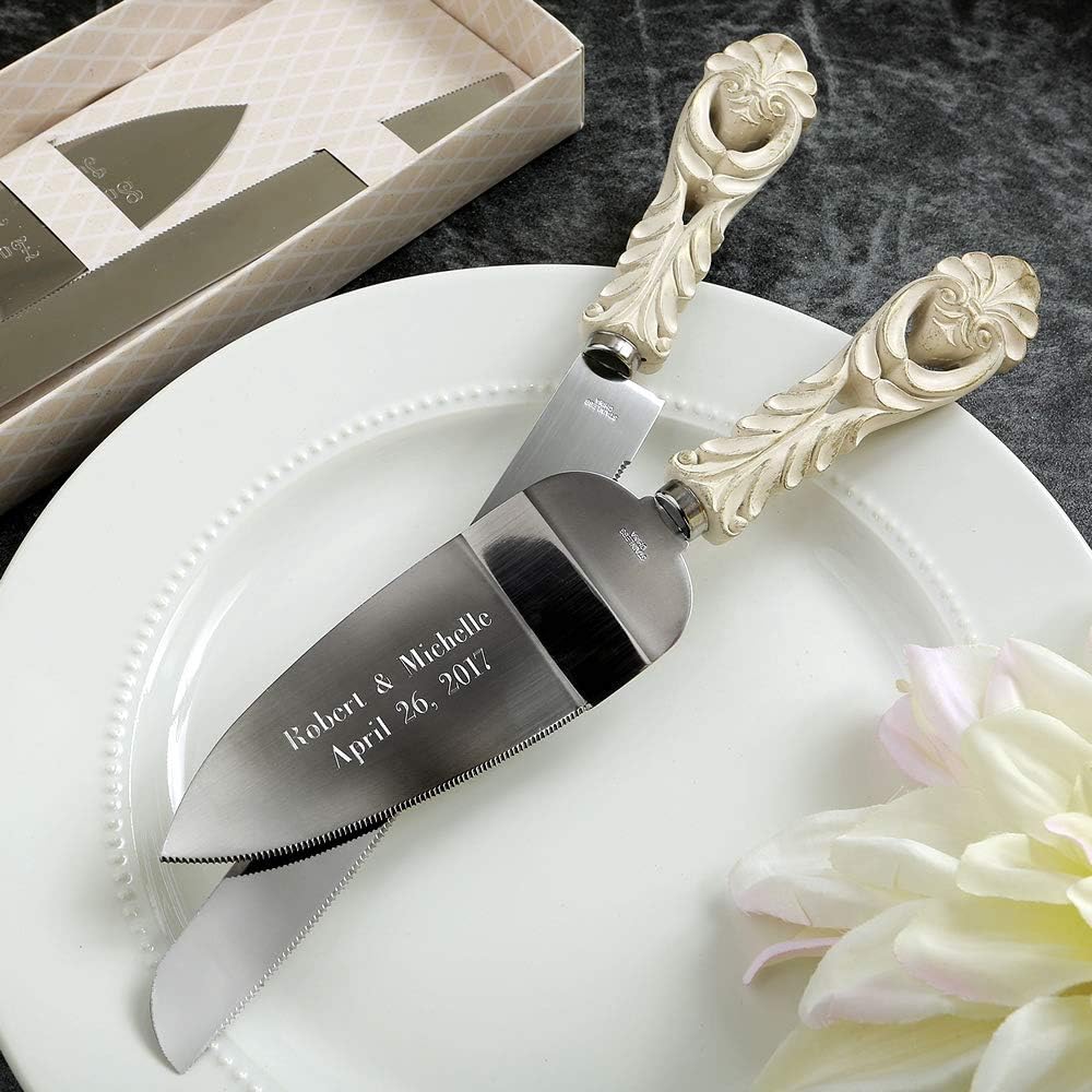 GIFTS INFINITY Personalized Wedding Cake Knife and Server Set with Engraving – Cake Cutting Utensil Set, Keepsake Gift for Wedding, Anniversary, Reception, Birthday & Other Occasions (CH-101WB)