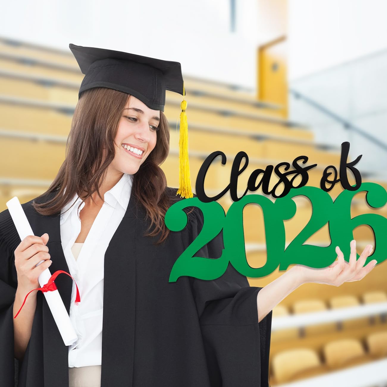 Class of 2026 Wooden Sign Graduation Party Decorations 2026 White Graduation Photo Booth Prop Senior2026 Sign for High School College Party