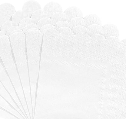 NatNarr 120 Pcs Cocktail Napkins Pink Mothers Day Paper Napkins Light Pink Dessert Beverage Napkin Cute Scalloped Party Napkin for Baby Bridal Shower, Birthday, 5 x 5 Inch