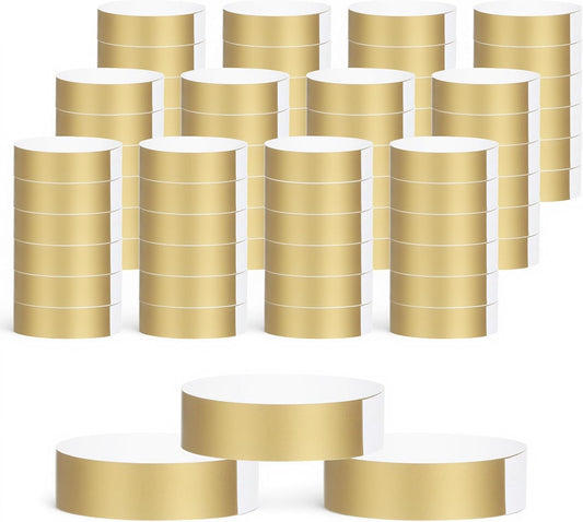 300 PCS Paper Wristbands for Events, Metallic Gold Wristbands for Events, Waterproof Party Arm Bands, Paper Bracelets Wrist Band for Clubs Concert Music Festival Admission