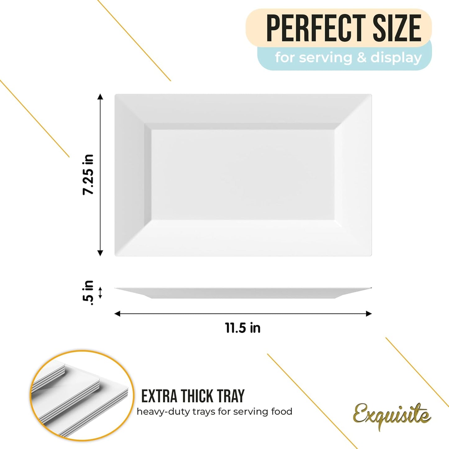 Exquisite Plastic Serving Trays for Party - 40 Pcs 9.5 Inch Clear Serving Platters, Plastic Trays for Food, Clear Tray, Food Tray Disposable Platters for Parties, Catering & Buffet