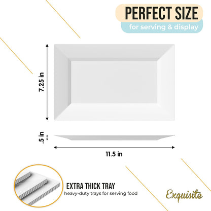 Exquisite Plastic Serving Trays for Party - 40 Pcs 9.5 Inch Clear Serving Platters, Plastic Trays for Food, Clear Tray, Food Tray Disposable Platters for Parties, Catering & Buffet