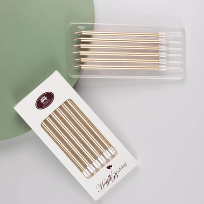 BEAN LIEVE 24-Count Birthday Candles - Long Thin Cake Candles Slow Burning Candles for Birthday, Wedding, Lucky Party Decoration (Champagne Gold)