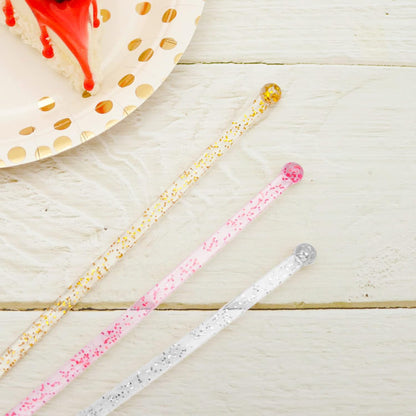 hapray 100-PCS 5 Colol Plastic Swizzle Sticks, Crystal Cake Pops, Cocktail Coffee Drink Stirrers, Stir Sticks, 7.24 Inch (Pink, Yellow, Blue, Purple, Green)